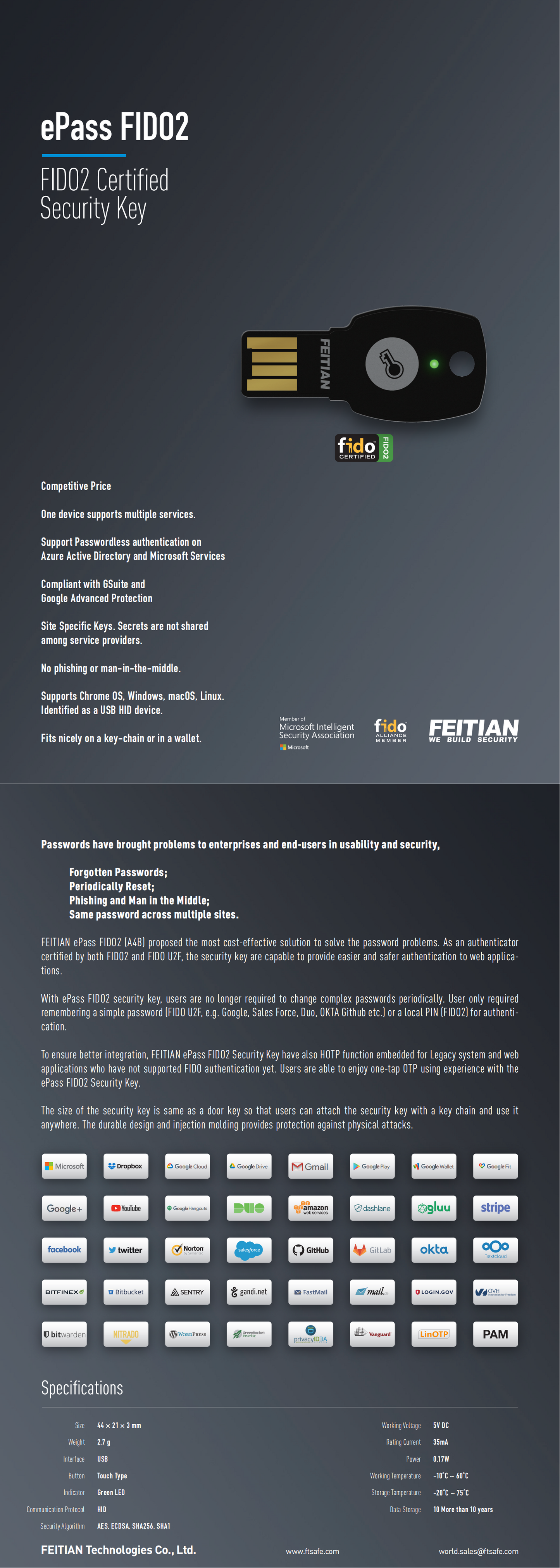 Security Key EPass FIDO U2F FIDO2 USB Security Key-A4B